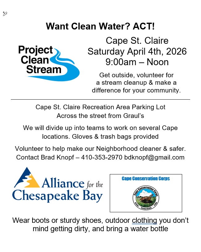 Project Clean Stream Cape St. Claire ~ April 4, 2026 – Cape ...